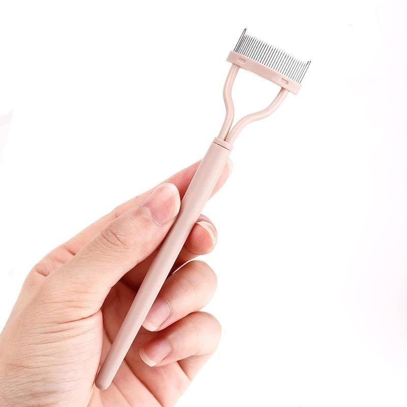 Foldable Eyelash Comb - Portable Semi-Arc Steel Needle Beauty Tool for Home & Travel