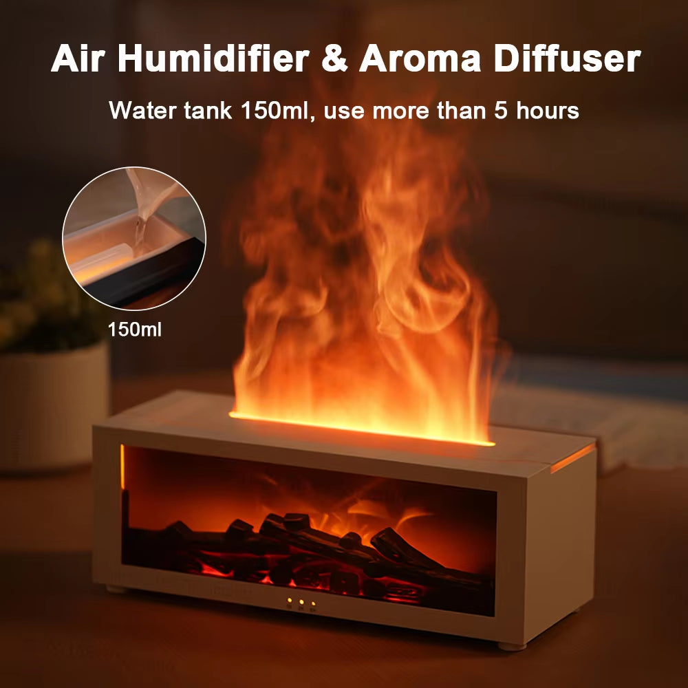 Flame Aroma Humidifier & Essential Oil Diffuser – Night Light Aromatherapy