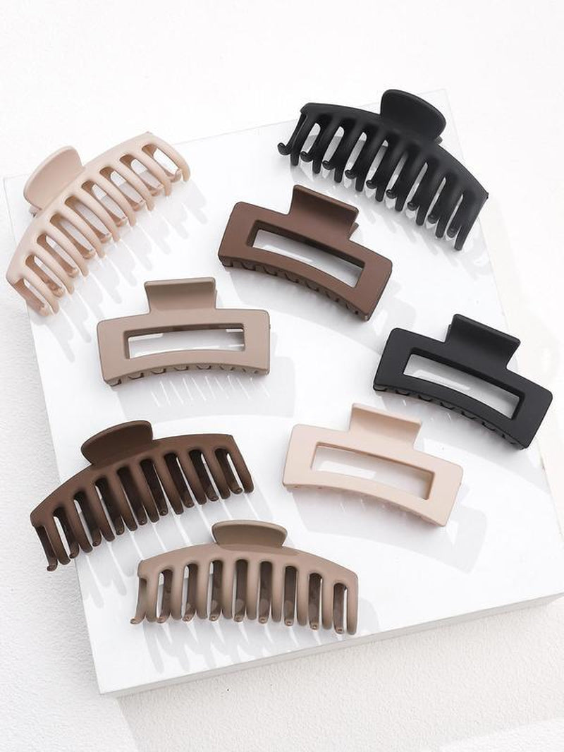 8-Pack Solid Color Non-Slip Hair Claws - Fashionable Hair Accessories for Women