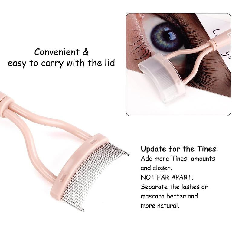 Foldable Eyelash Comb - Portable Semi-Arc Steel Needle Beauty Tool for Home & Travel