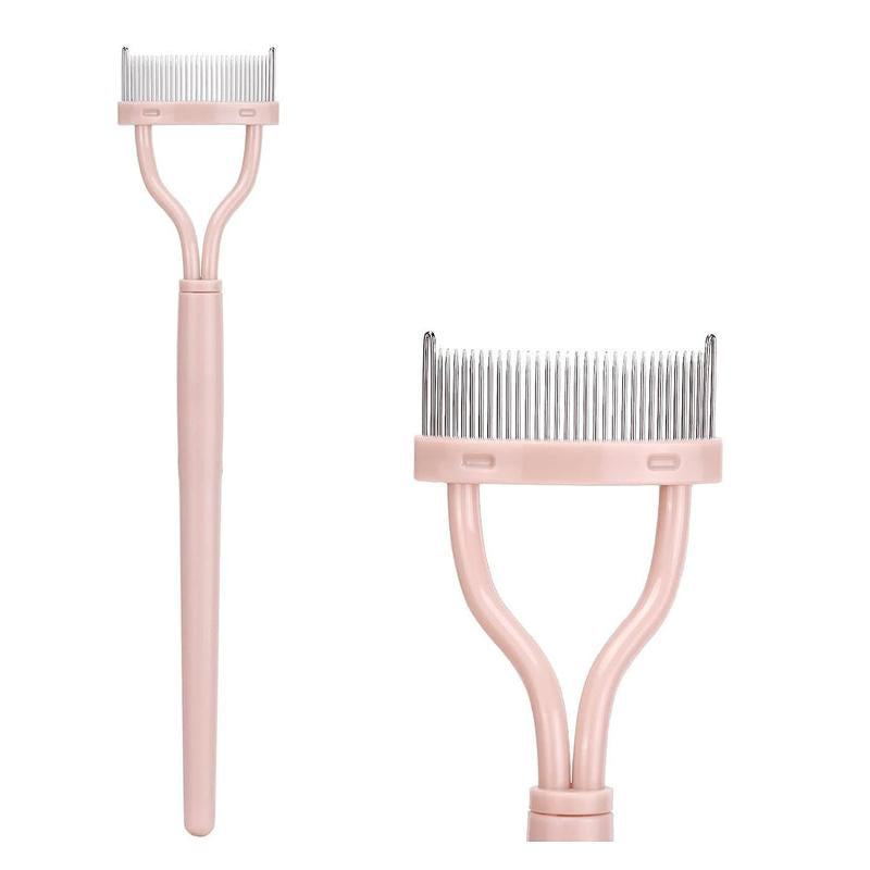 Foldable Eyelash Comb - Portable Semi-Arc Steel Needle Beauty Tool for Home & Travel