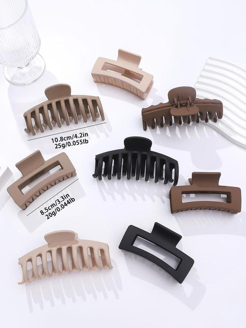 8-Pack Solid Color Non-Slip Hair Claws - Fashionable Hair Accessories for Women