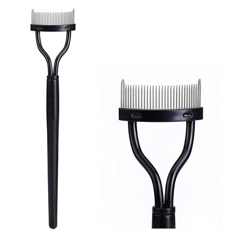 Foldable Eyelash Comb - Portable Semi-Arc Steel Needle Beauty Tool for Home & Travel