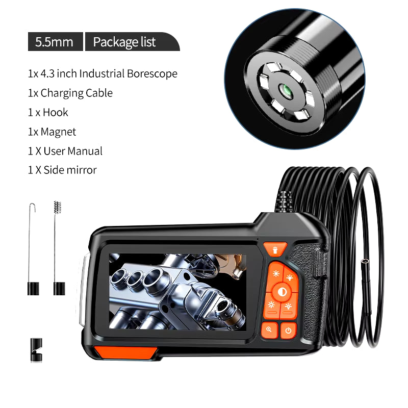 4.3” LCD Sewer & Pipe Inspection endoscope Camera with Light – HD 1080P 5.5mm IP67 Waterproof